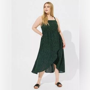 Torrid Women's Size 1 (14-16) Tea Length Challis Square Neck Dress High Low